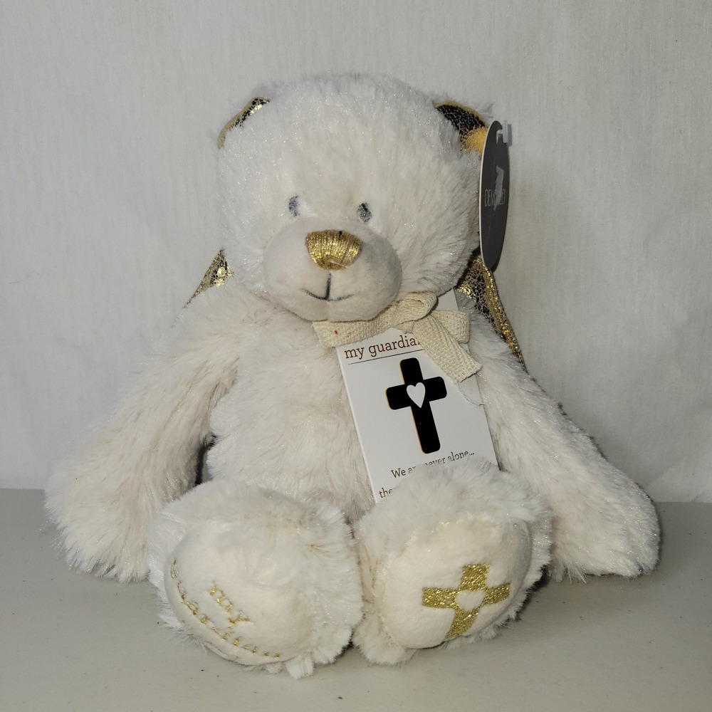 DEMDACO‎ My Guardian Angel Teddy Bear White Gold Plush Stuffed Animal